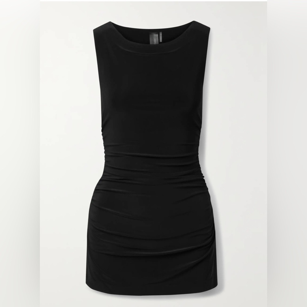 Norma Kamali Black Ruched Bodycon Mini Dress